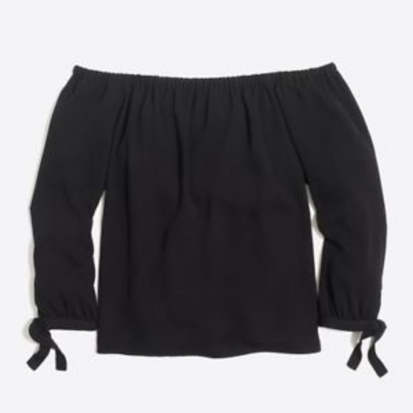 J. Crew Factory Tops - J. Crew Factory Solid Black Off Shoulder Blouse